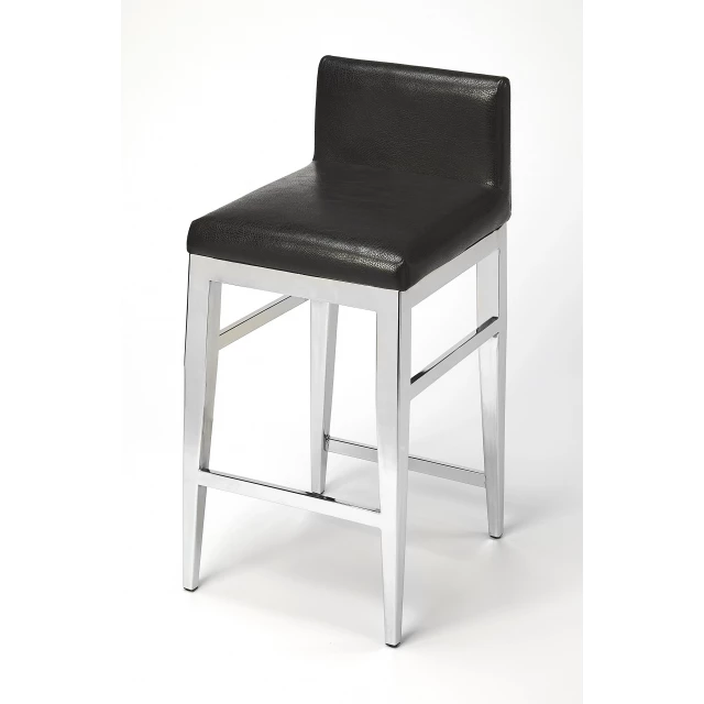 Brown stainless steel bar chair with composite material and metal elements