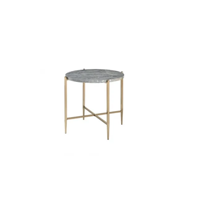 Round manufactured wood and metal end table furniture