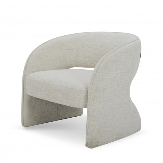 Cream textural solid arm chair with comfortable rectangle shape and artistic composite material design