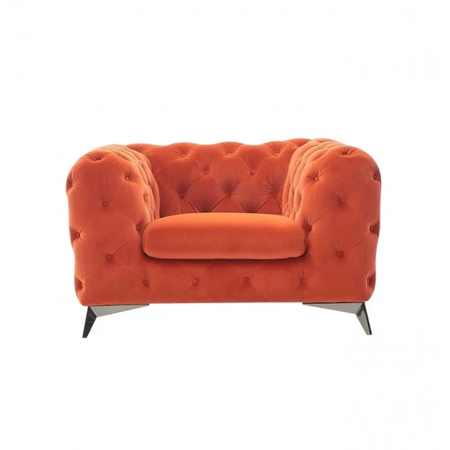 Orange velvet silver solid cheffield chair with comfortable rectangle studio couch design