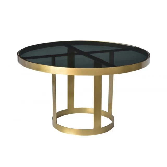 Round black gold modern coffee table with wooden and circular elements