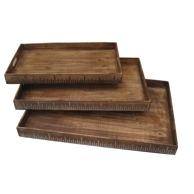 19 X 12 Brown Wood Tray Set 19 X 12 Brown Wood Tray Set
