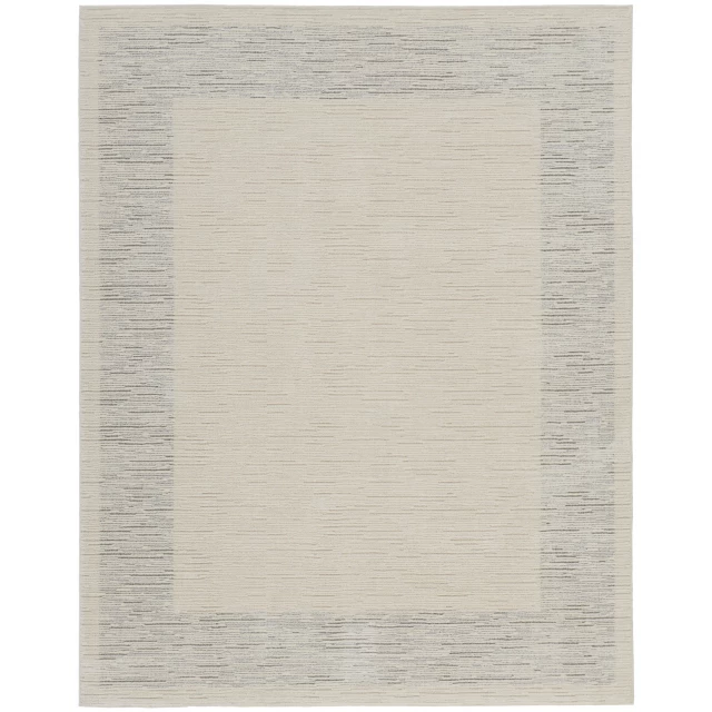 gray abstract power loom area rug with beige rectangular pattern