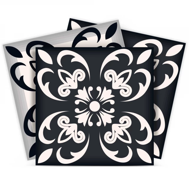 white quatro peel stick removable tiles with rectangle motif and symmetrical pattern