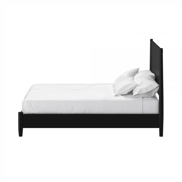 Black solid manufactured wood king bed for modern bedroom decor