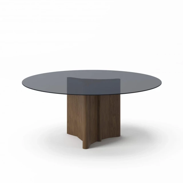 Glass solid manufactured wood dining table with rectangle shape and wood stain finish