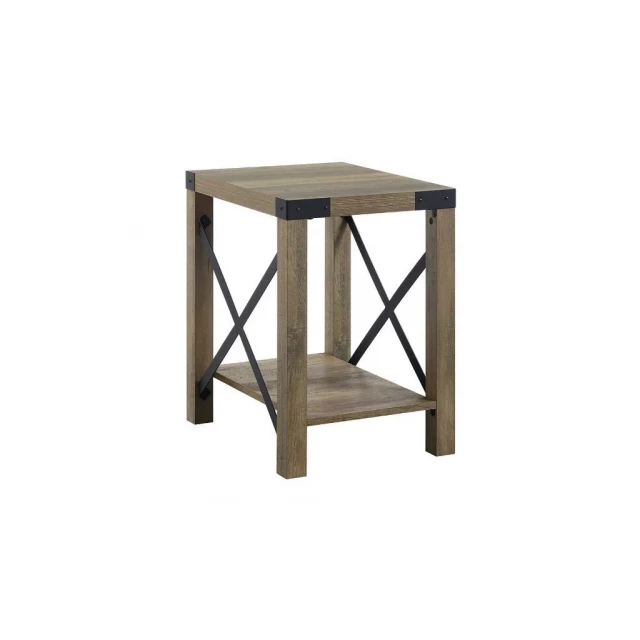 Manufactured wood rectangular end table with shelf for living room furniture