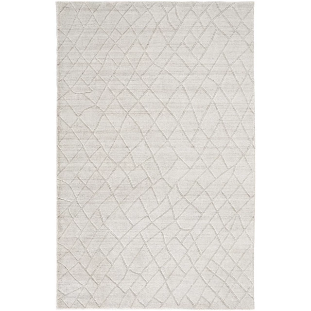 gray striped hand woven area rug with rectangle pattern and beige symmetry
