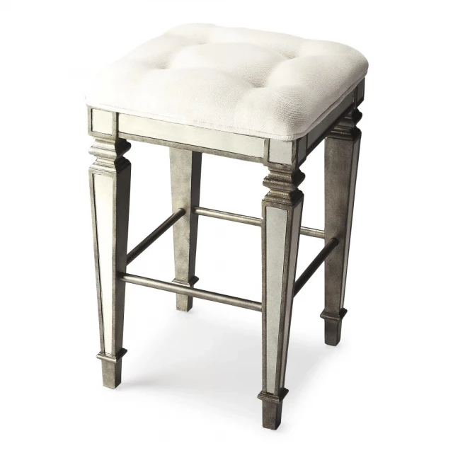 Silver backless counter height bar chair with stool design