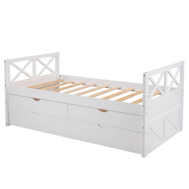 White twin bed with trundle for stylish space-saving bedroom furniture