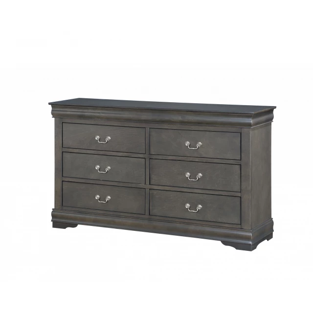 Dark gray wood dresser with spacious drawers for bedroom storage
