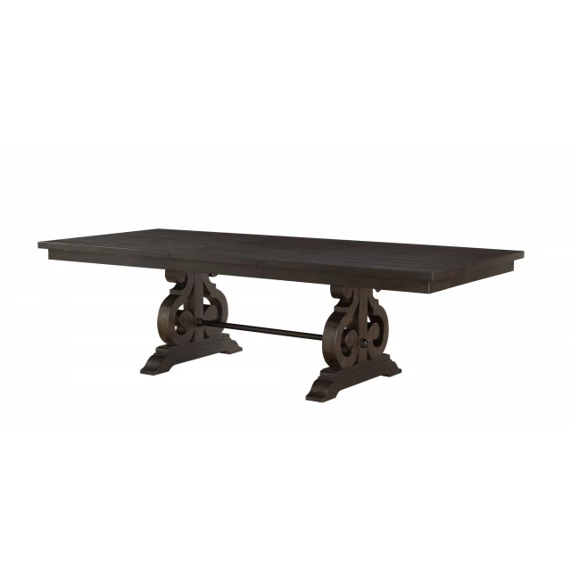 Brown solid wood dining table suitable for outdoor and indoor use with natural shade