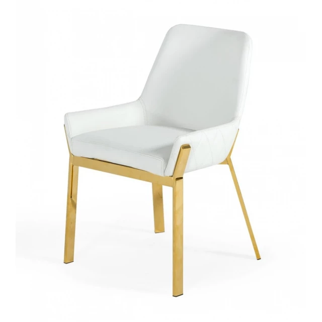 White gold dining chair with comfortable seating and natural wood design