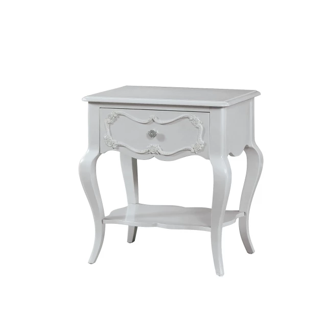 Gray pine wood nightstand with simple rectangular design and wood stain finish