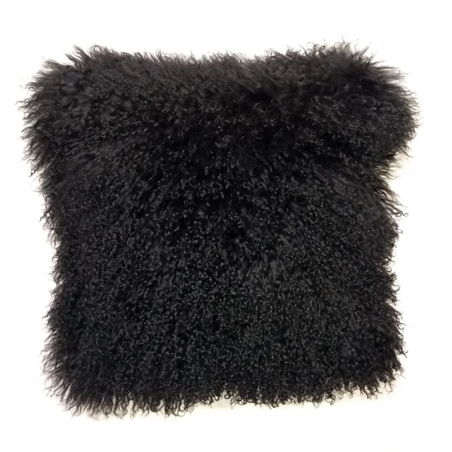 Tibetan lamb fur pillow with microsuede backing in electric blue