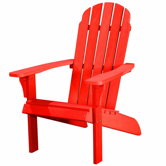 Red heavy duty plastic Adirondack chair for outdoor patio seating