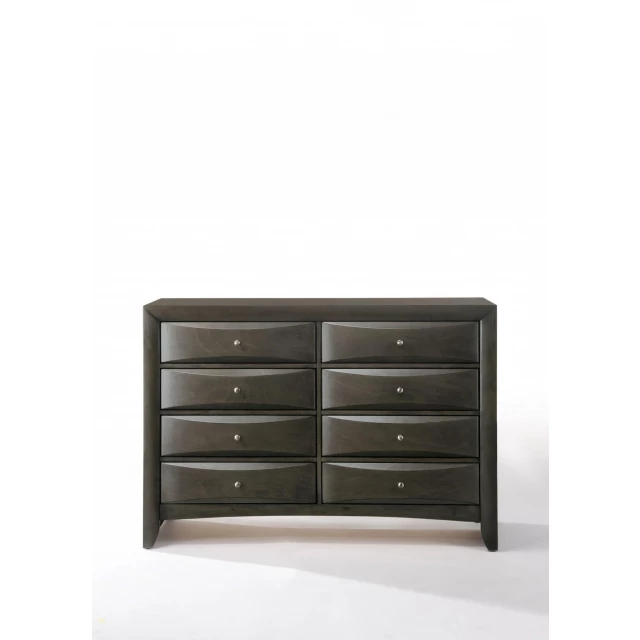 Gray oak rubber wood dresser with spacious drawers for bedroom storage
