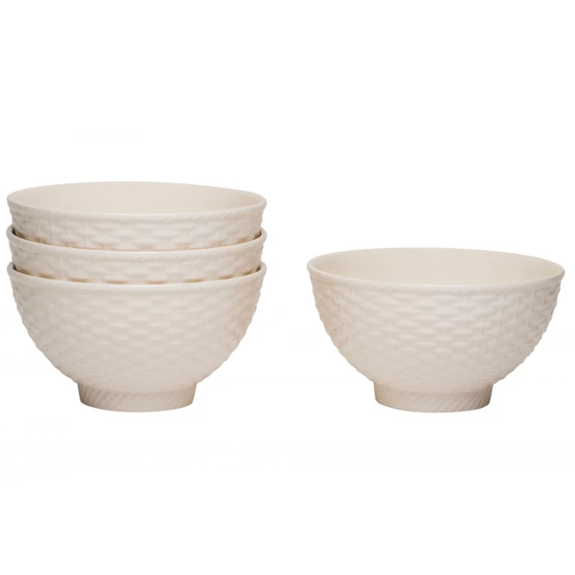 Four weave stoneware service set with four bowls including tableware dishware and pottery