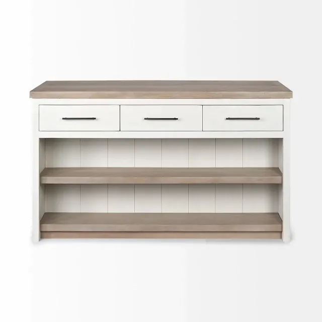 White And Brown Two Tone Wooden Kitchen Island With 3 Drawers White And Brown Two Tone Wooden Kitchen Island With 3 Drawers