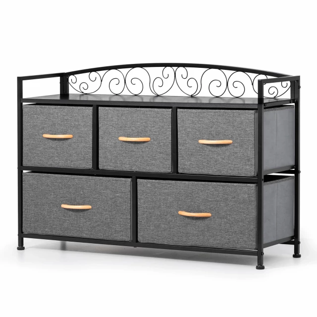 steel fabric five drawer combo dresser in modern design