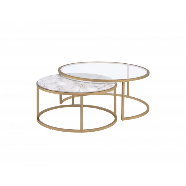 Clear glass round mirrored nested tables furniture in modern design