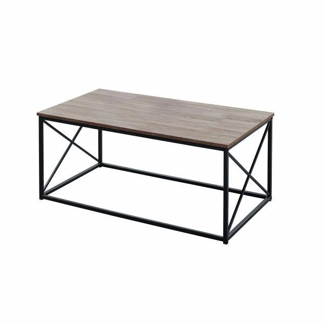 Beige black metal coffee table with hardwood and plywood design in an outdoor setting