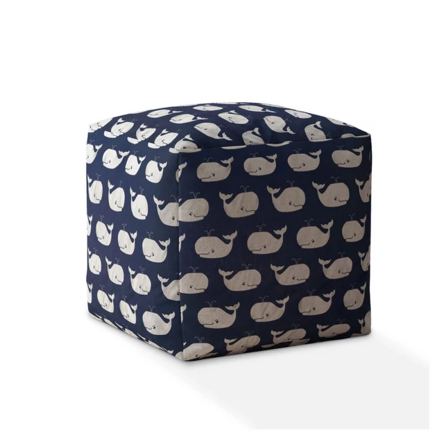 White twill animal print pouf ottoman furniture in a modern style design