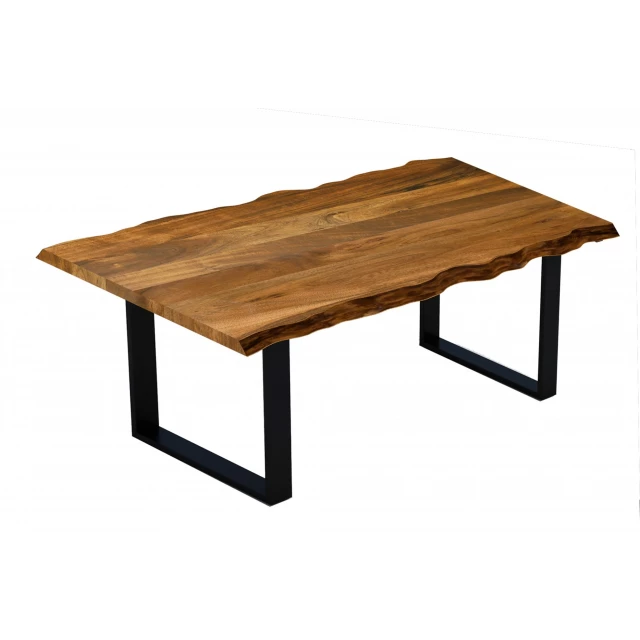 Brown black solid wood dining table with rectangle shape and wood stain finish