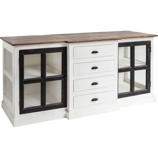 Mango wood frame sideboard with drawers and shelves in cabinetry style