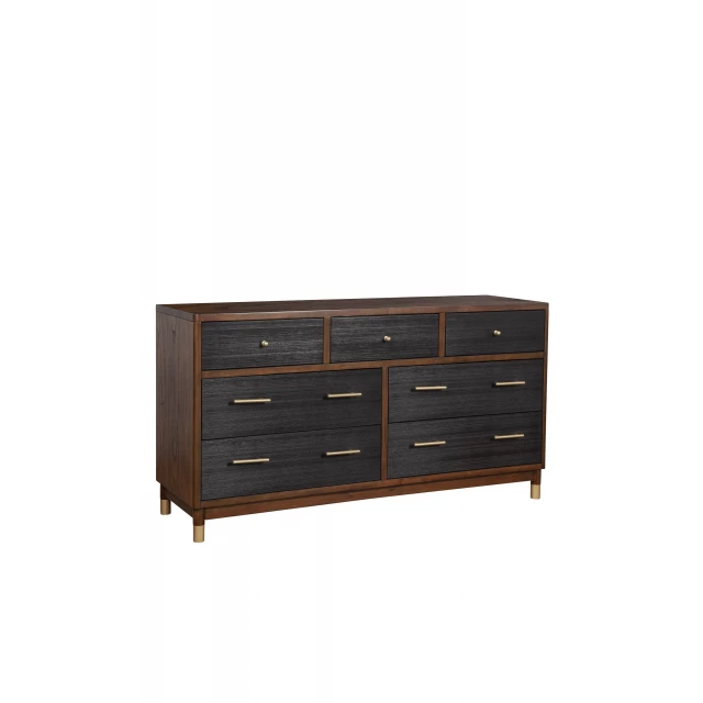Solid wood seven drawer double dresser in natural finish