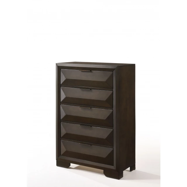 Espresso rubber wood chest with multiple drawers for bedroom storage