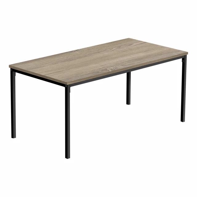 Dark taupe black rectangular coffee table made of hardwood with wood stain finish for outdoor use