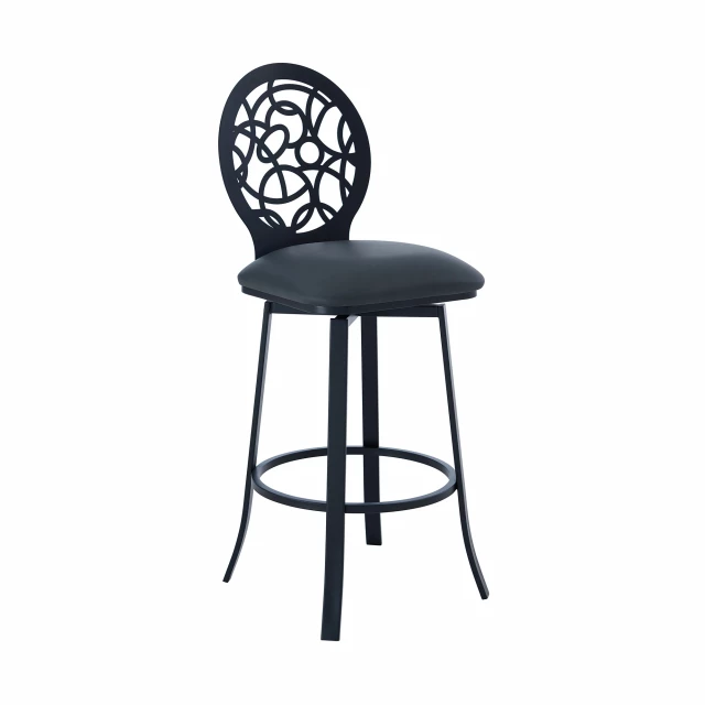 Iron swivel bar height chair with table and outdoor furniture elements