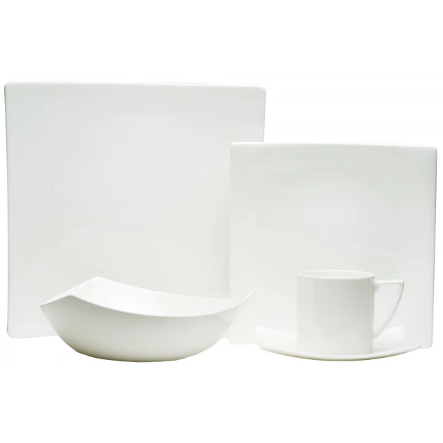 White five square bone china dinnerware set including tableware drinkware dishware and serveware