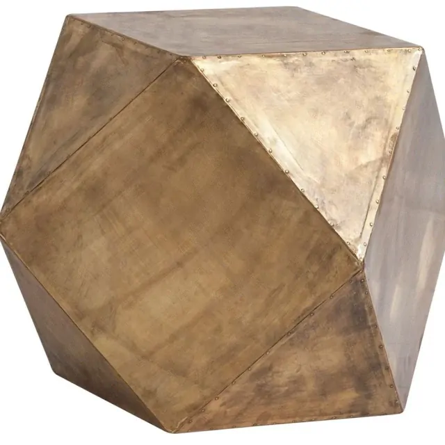 Brass Iron Plated Hexagonal Side Table With Square Top Brass Iron Plated Hexagonal Side Table With Square Top