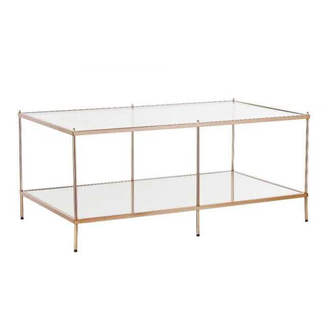 Glass metal rectangular mirrored coffee table in a modern furniture design