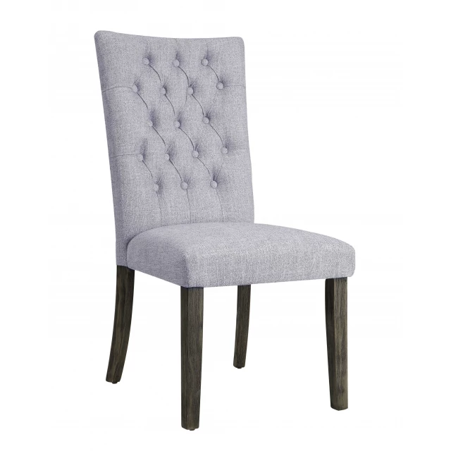 Gray fabric and oak side chair with armrests and pattern for comfort and style