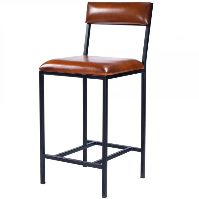 Brown black iron bar chair with metal art design
