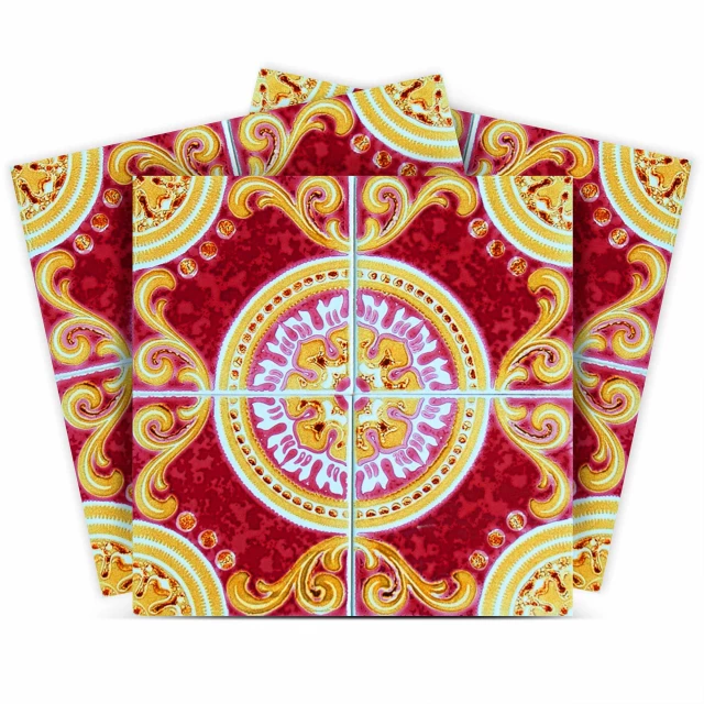 golden ruby removable peel stick tiles with rectangle ornament motif and pattern