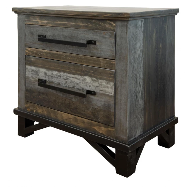Brown wooden nightstand with drawers for bedroom furniture