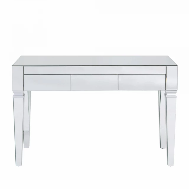 silver mirrored glam desk rectangular aluminium table