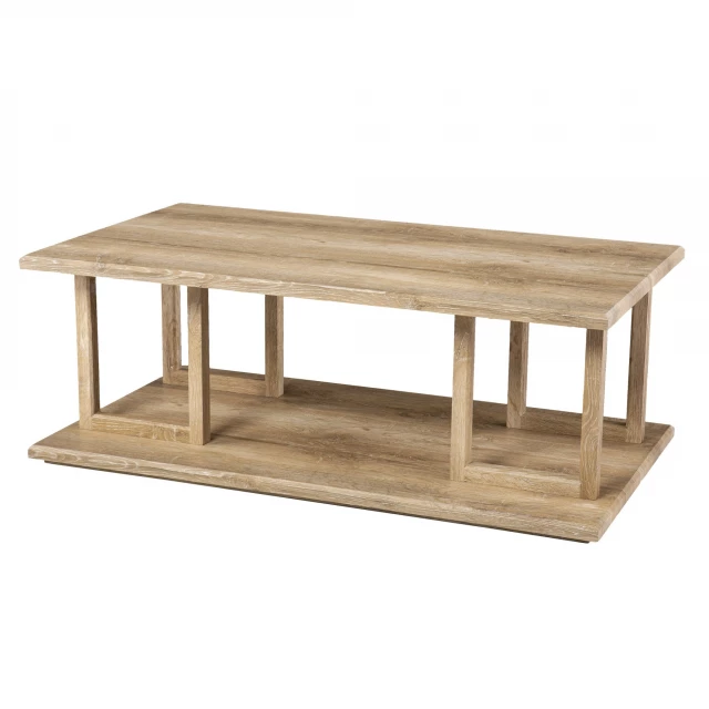 Brown wood tier rectangular coffee table for outdoor or indoor use