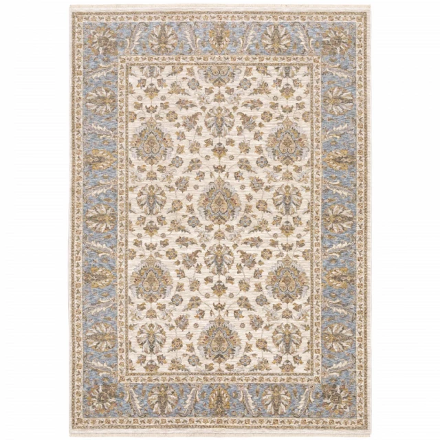 loom stain resistant area rug with fringe in brown beige rectangle pattern