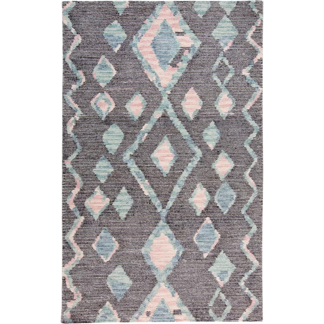 wool geometric tufted handmade area rug with aqua pattern and plaid design
