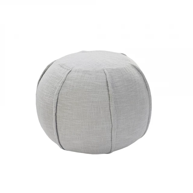 Gray cotton ottoman in a minimalist style with wooden legs