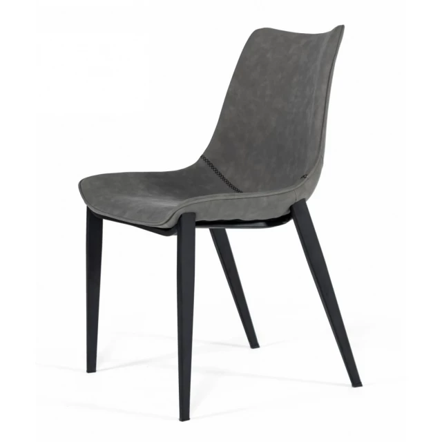 Gray faux leather dining chairs with wood composite material and comfort design
