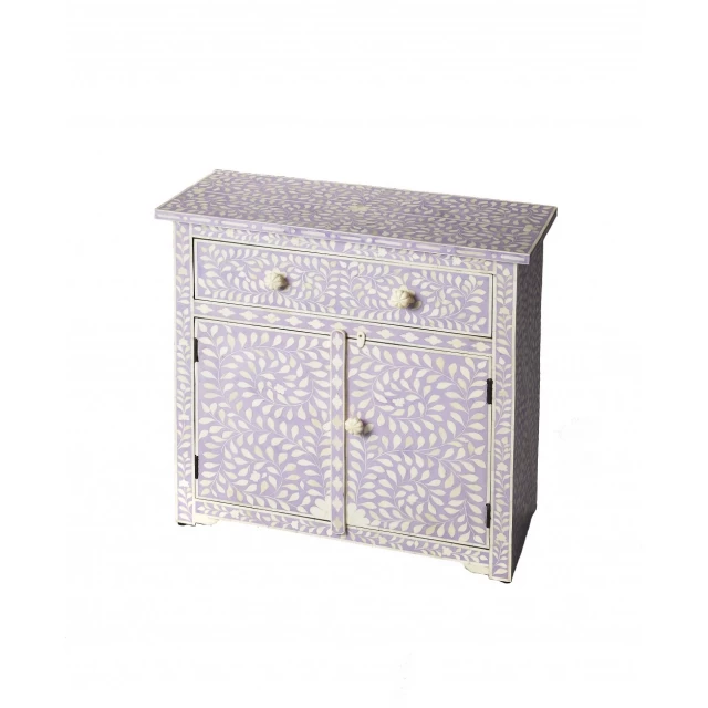 Stylish purple manufactured wood drawer chest for bedroom storage