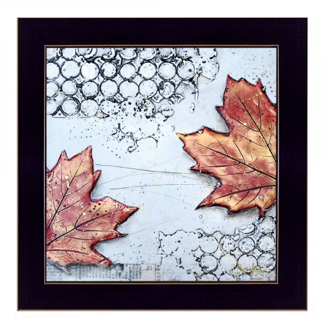 Fall black framed print wall art featuring leaf motifs and botanical twigs