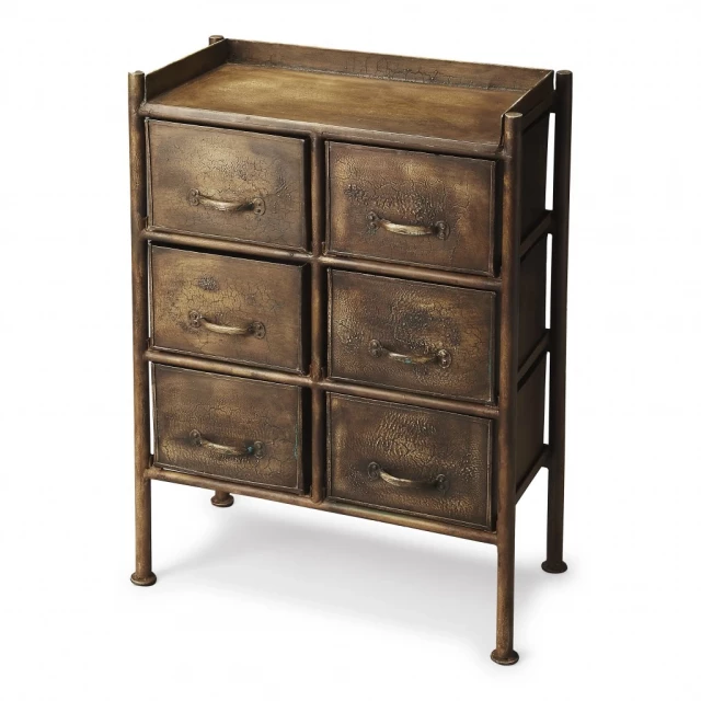 bronze metal six drawer chest elegant storage solution