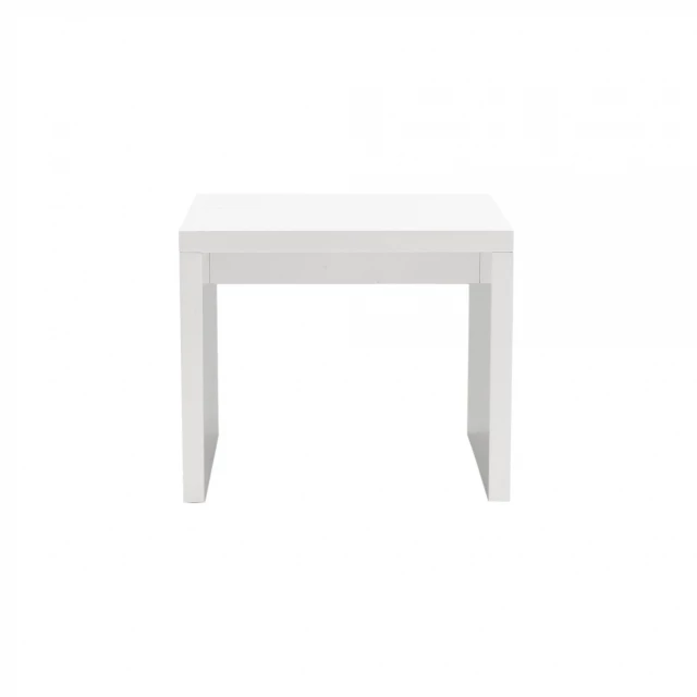 White lacquered MDF square side table with vase decoration